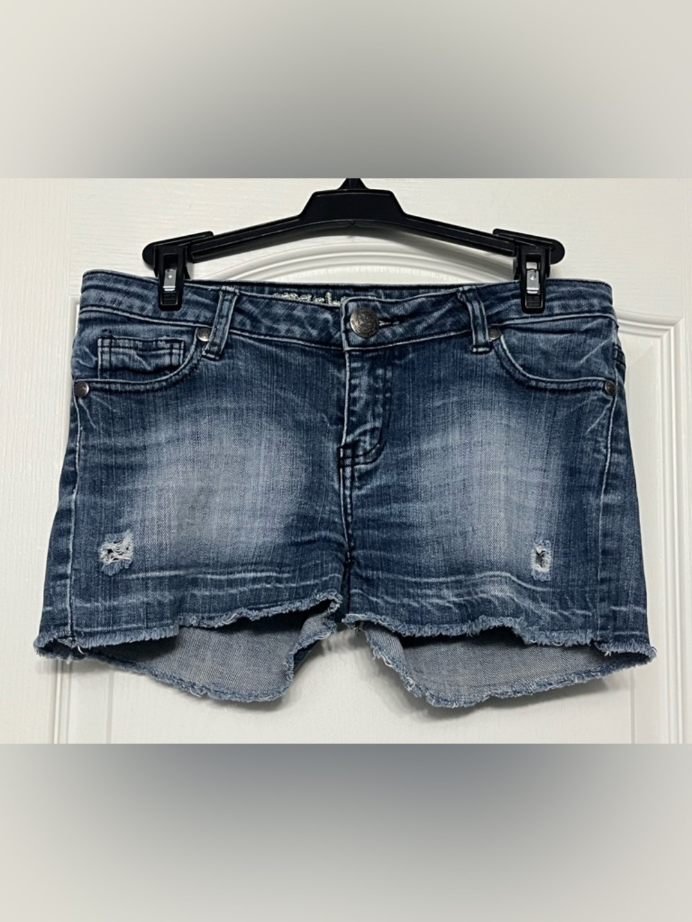 Classic Blue Distressed Denim Jean Shorts